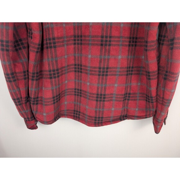 Voyager Jacket Men's Medium Red and Black Plaid Sherpa Fleece Snap Button Up - Picture 9 of 16